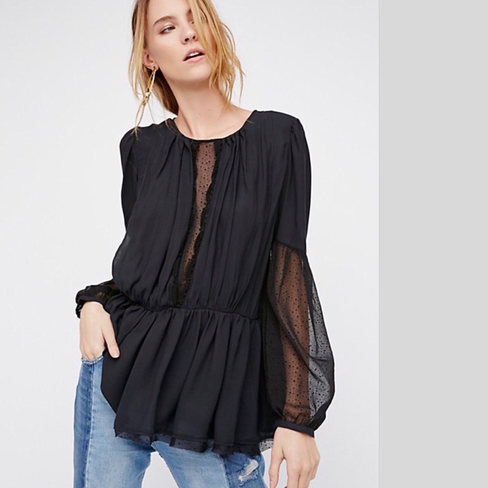 FREE PEOPLE Crewneck Long Sleeves Blouse NWT - Picture 1 of 2
